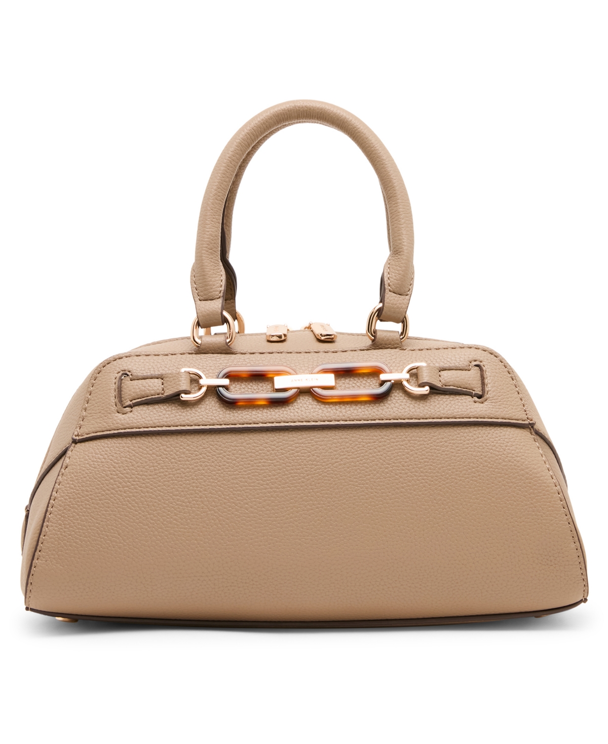 Anne Klein Tortoise Small Satchel Handbag – Beige