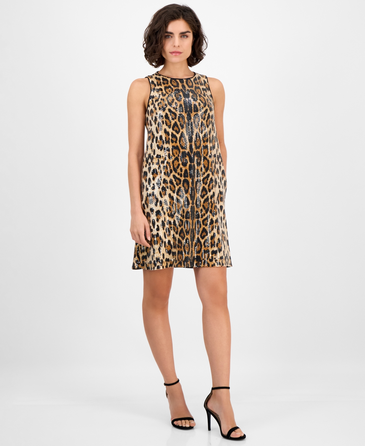 Anne Klein Women’s Animal-Print Sequin Shift Dress – Anne Black Multi Anne Klein Women’s Animal-Print Sequin Shift Dress – Anne Black Multi