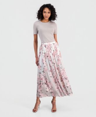 Anne Klein Womens Mesh Pull On Floral Maxi Skirt