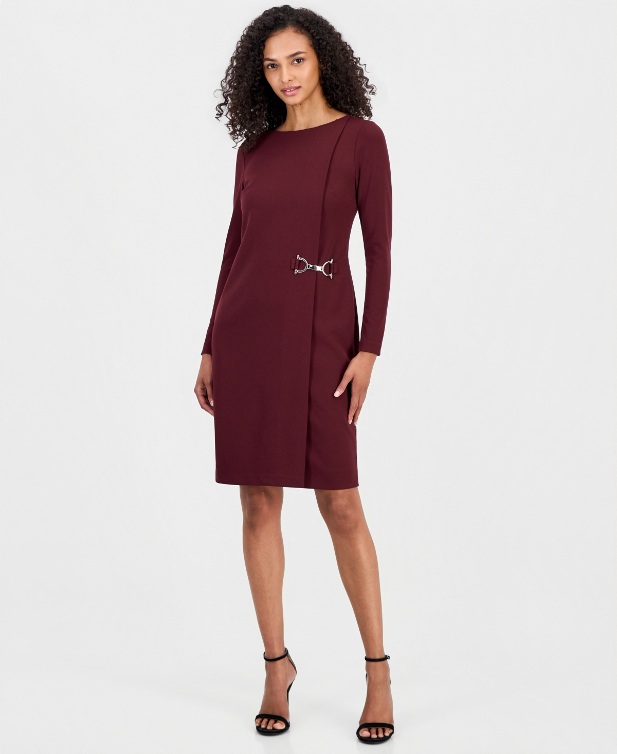 Anne Klein Women’s Scoop-Neck Scuba Crepe Sheath Dress – Barolo