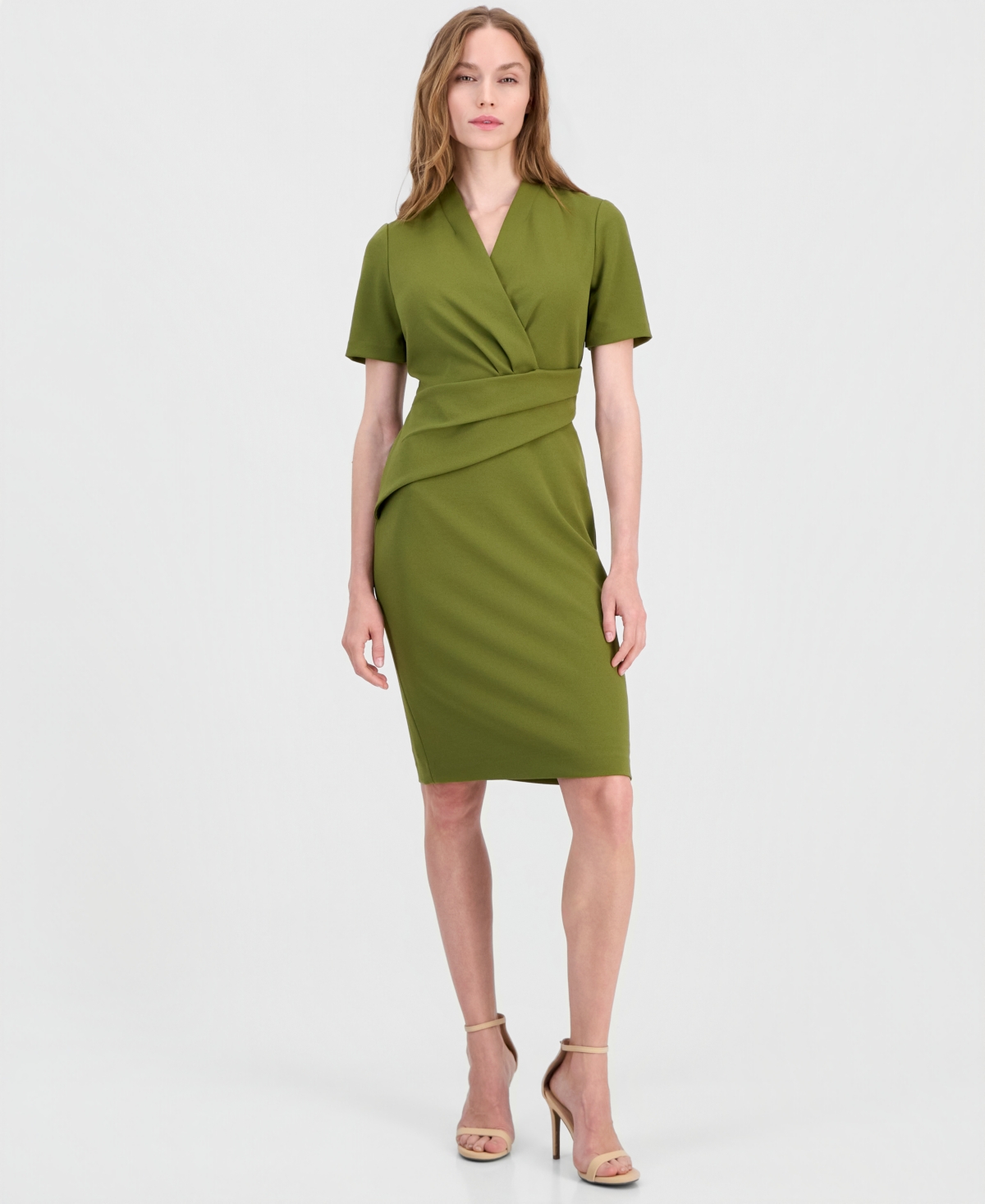 Anne Klein Women’s Surplice V-Neck Scuba Crepe Dress – IVY Anne Klein Women’s Surplice V-Neck Scuba Crepe Dress – IVY