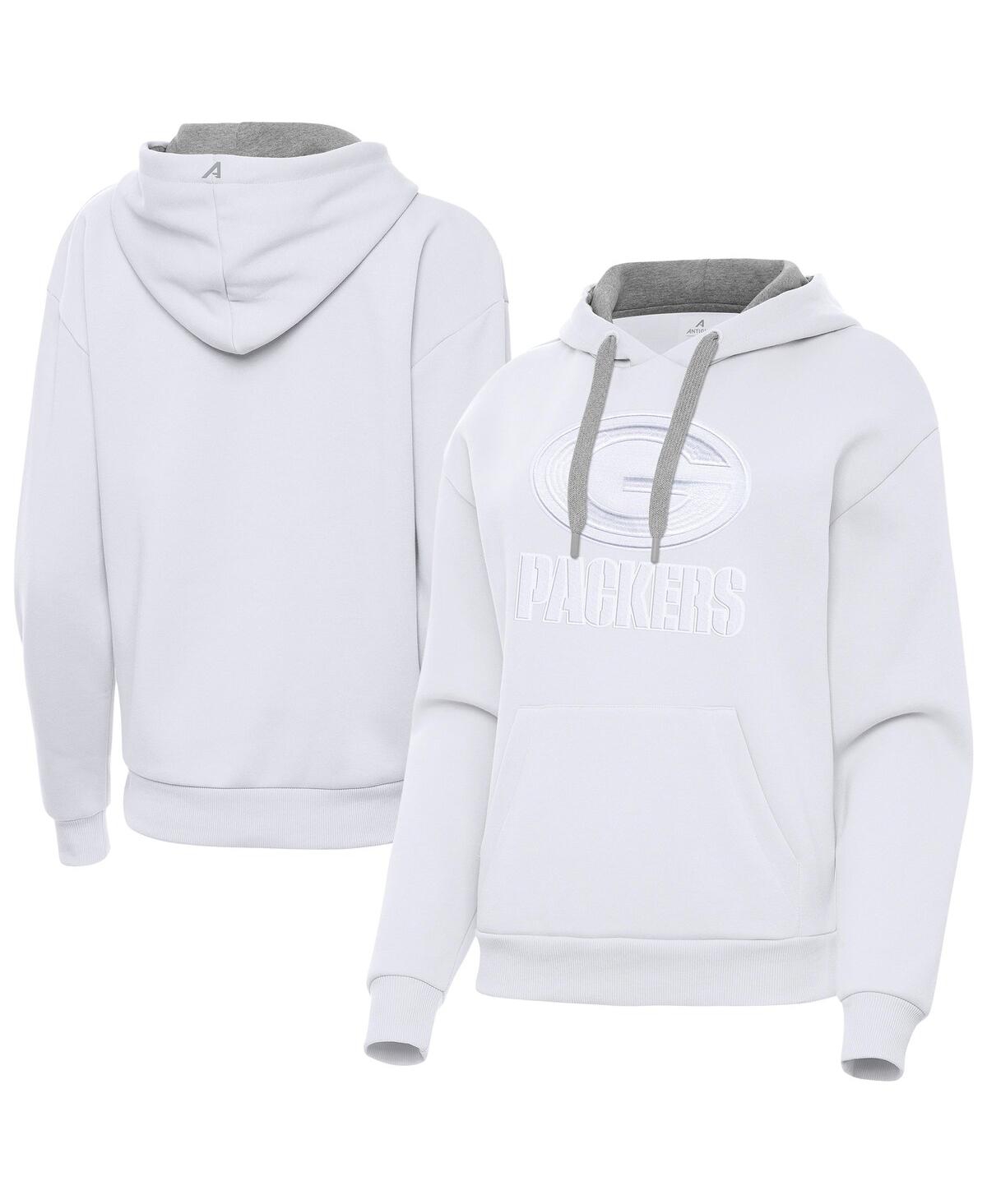 Antigua Women’s White Green Bay Packers Victory Pullover Hoodie – White