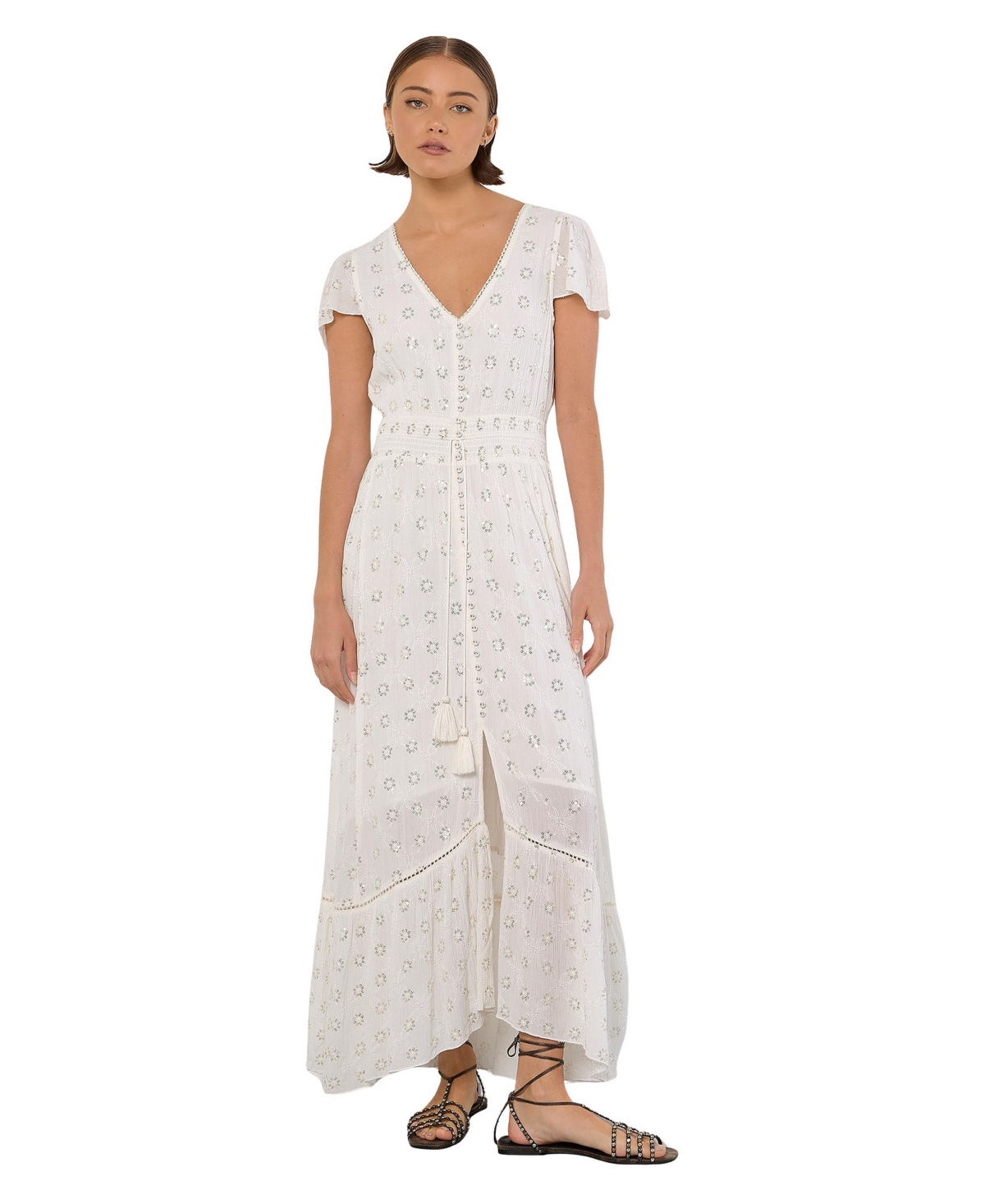 Apricot Women’s Embroidery Sequin Dress – White