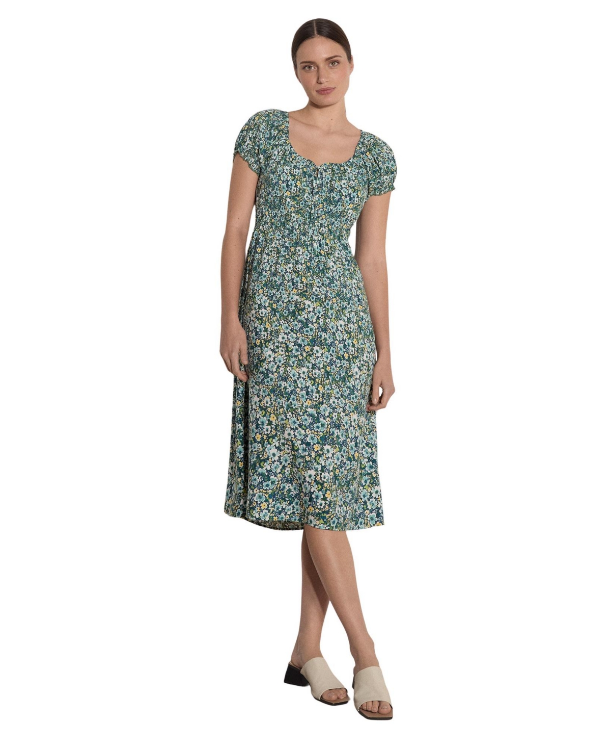 Apricot Women’s Milkmaid Midi Dress – Aqua