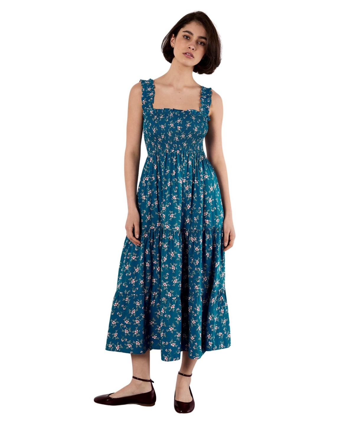 Apricot Women’s Orchid Smock Tiered Midi Dress – Blue Apricot Women’s Orchid Smock Tiered Midi Dress – Blue