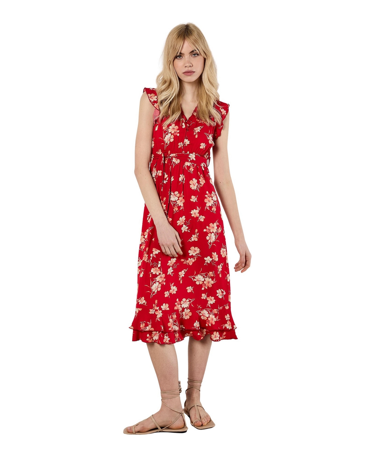 Apricot Women’s Rock Cress Floral Ditsy Midi Dress – Red Apricot Women’s Rock Cress Floral Ditsy Midi Dress – Red