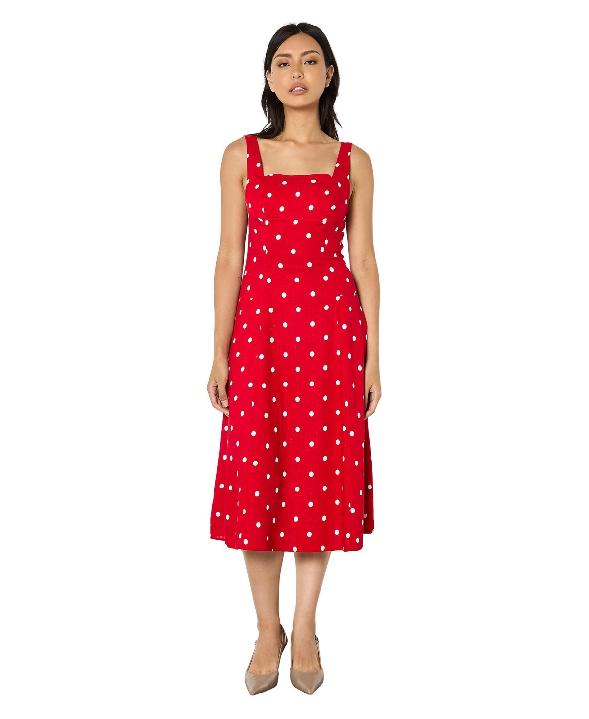 Apricot Women’s Square Neck Midi Dress – Red Apricot Women’s Square Neck Midi Dress – Red