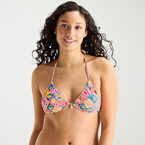 Arizona Adjustable Straps Juniors Triangle Bikini Swimsuit Top, Medium, Multiple Colors Arizona Adjustable Straps Juniors Triangle Bikini Swimsuit Top, Medium, Multiple Colors