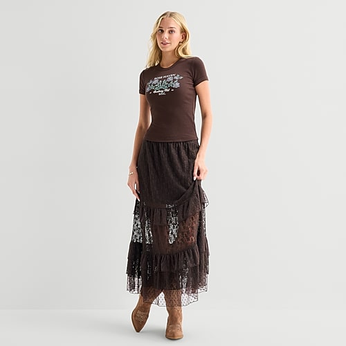 Arizona Womens Juniors Long A-Line Skirt, X-small, Brown Arizona Womens Juniors Long A-Line Skirt, X-small, Brown
