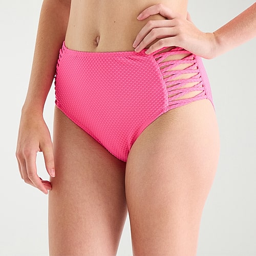 Arizona Womens Lined Juniors Moderate Coverage High Waist Bikini Swimsuit Bottom, Xx-large, Pink Arizona Womens Lined Juniors Moderate Coverage High Waist Bikini Swimsuit Bottom, Xx-large, Pink