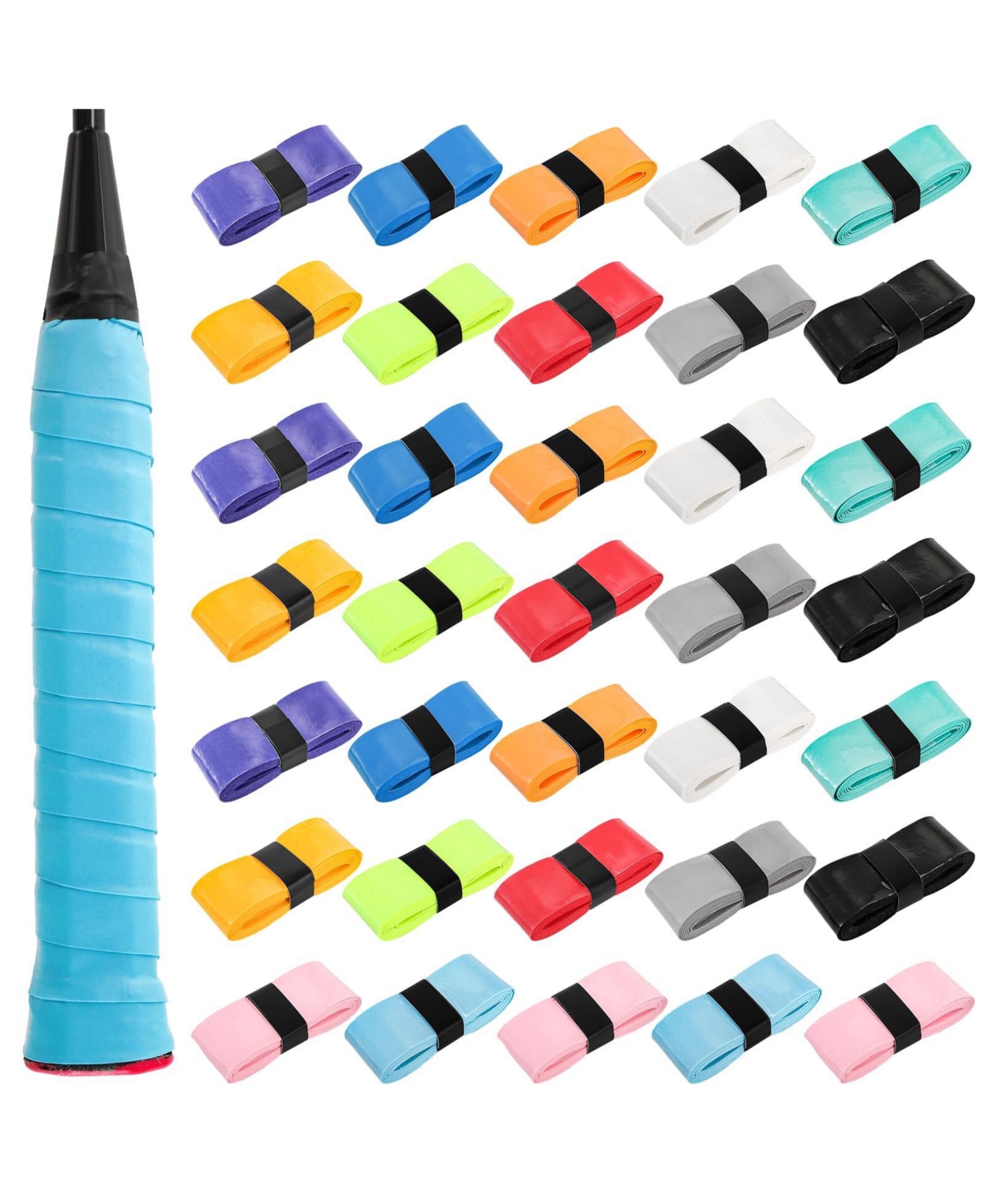 Aronkl 36 Pieces Colorful Tennis Racket Grip Tape Anti Slip Absorbent for Pickleball Squash Badminton – Multicolor Aronkl 36 Pieces Colorful Tennis Racket Grip Tape Anti Slip Absorbent for Pickleball Squash Badminton – Multicolor