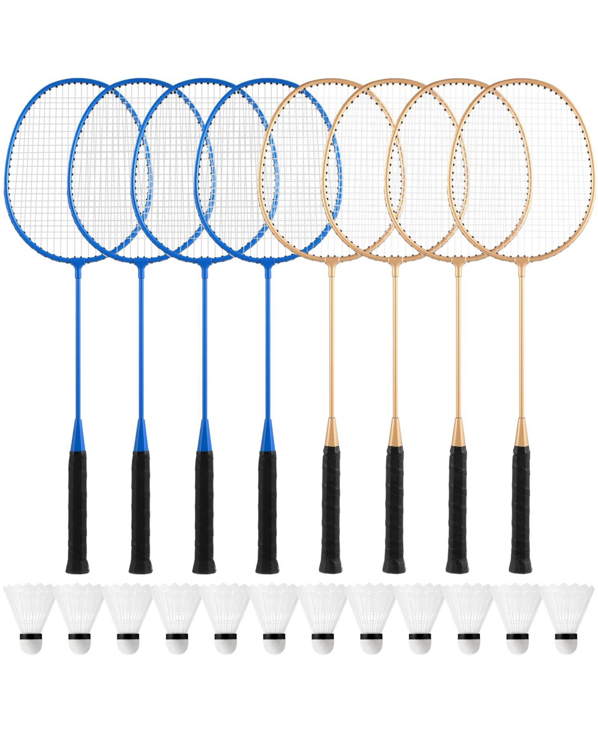 Aronkl 8 Packs Badminton Rackets Set 12 Shuttlecocks Adult Backyard Gym Beach Outdoor – Blue Aronkl 8 Packs Badminton Rackets Set 12 Shuttlecocks Adult Backyard Gym Beach Outdoor – Blue