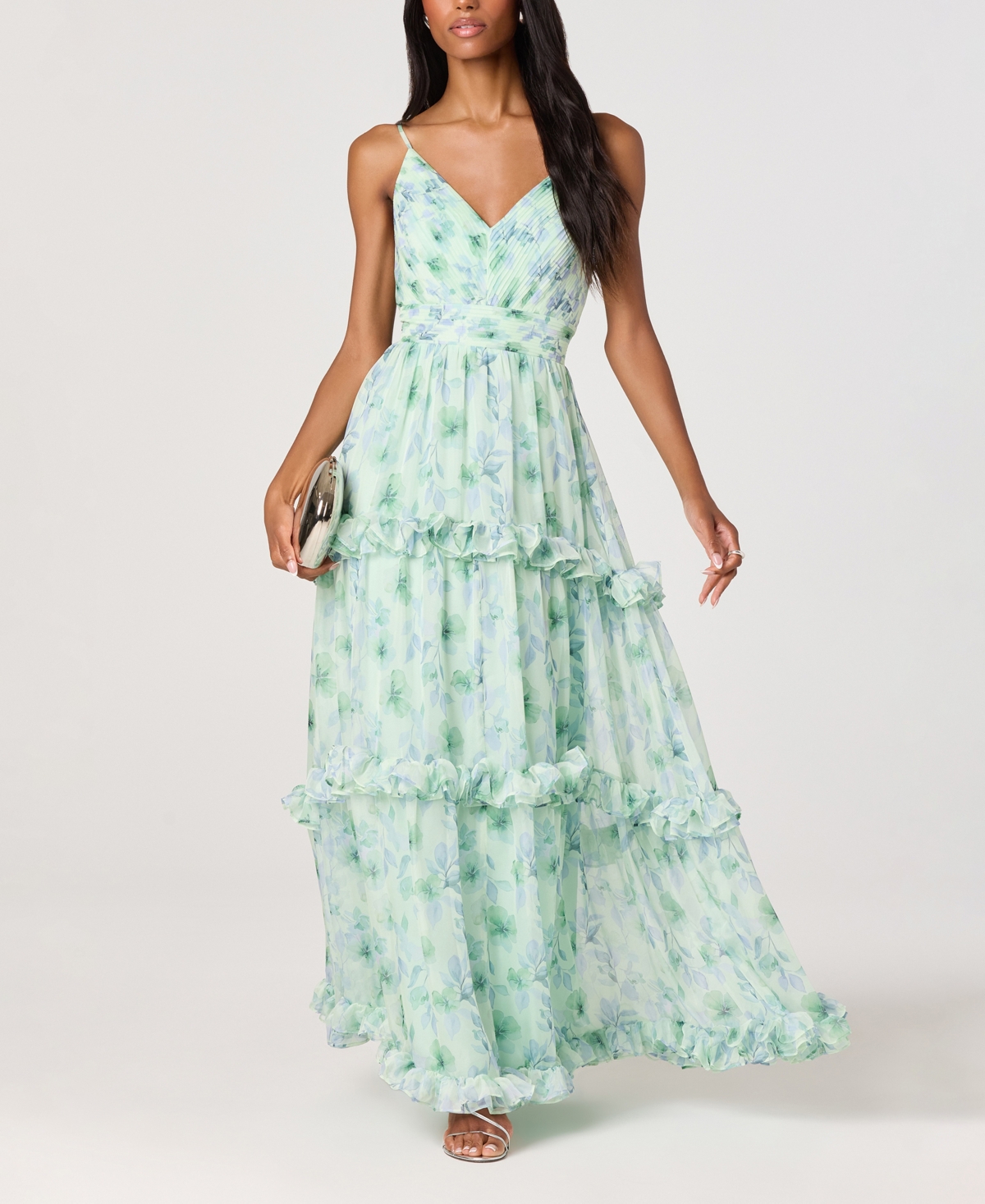 Astr the Label Women’s Ayanna Ruffle Tiered Dress – Light Ground Floral