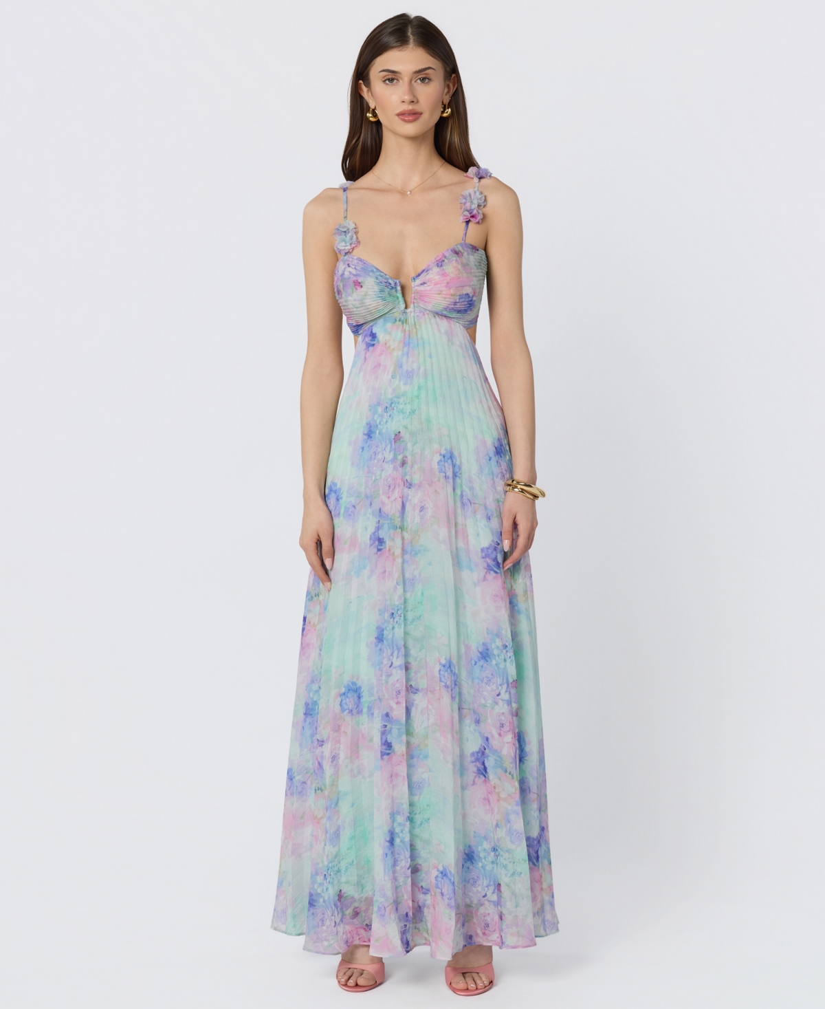 Astr the Label Women’s Emese Pleated Floral Maxi Dress – Pink Purple Floral Astr the Label Women’s Emese Pleated Floral Maxi Dress – Pink Purple Floral