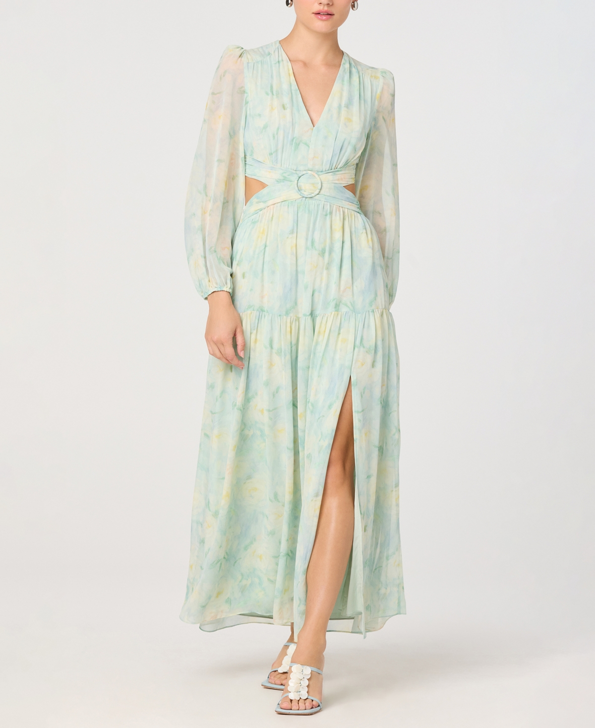 Astr the Label Women’s Floral V-Neck Maxi Dress – Seafoam Floral