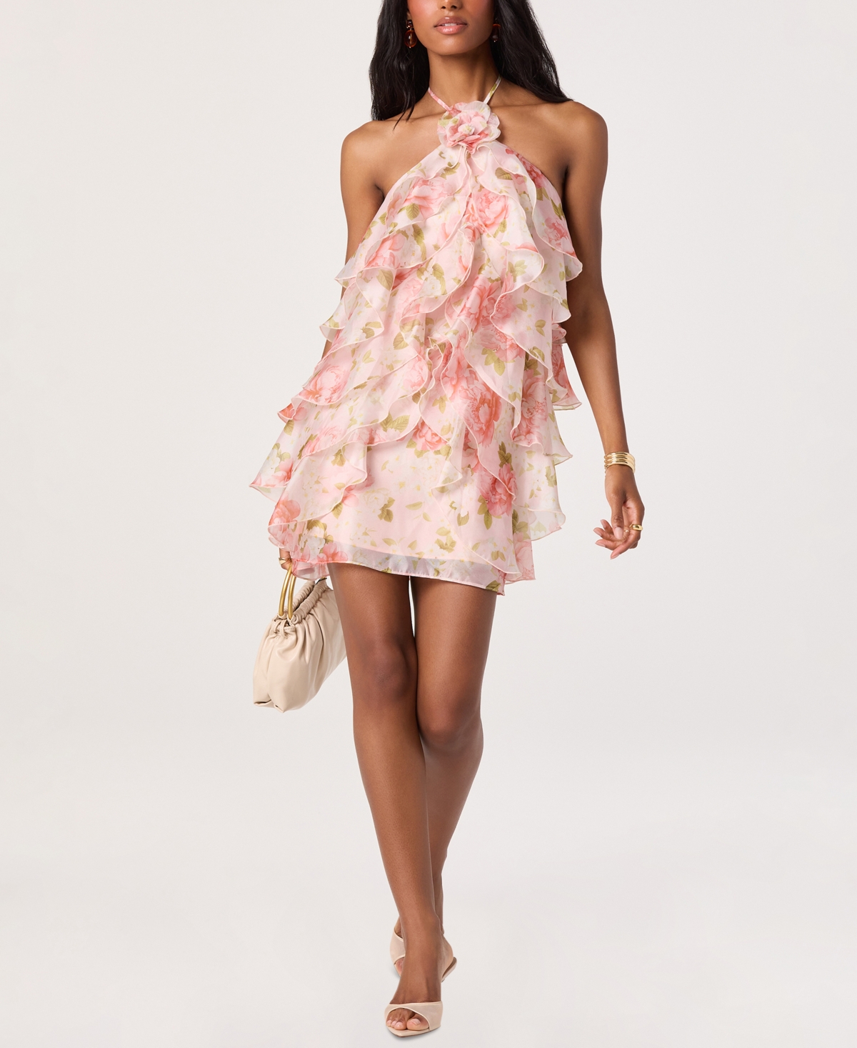 Astr the Label Women’s Halter Neck Dress – Blush Floral Astr the Label Women’s Halter Neck Dress – Blush Floral