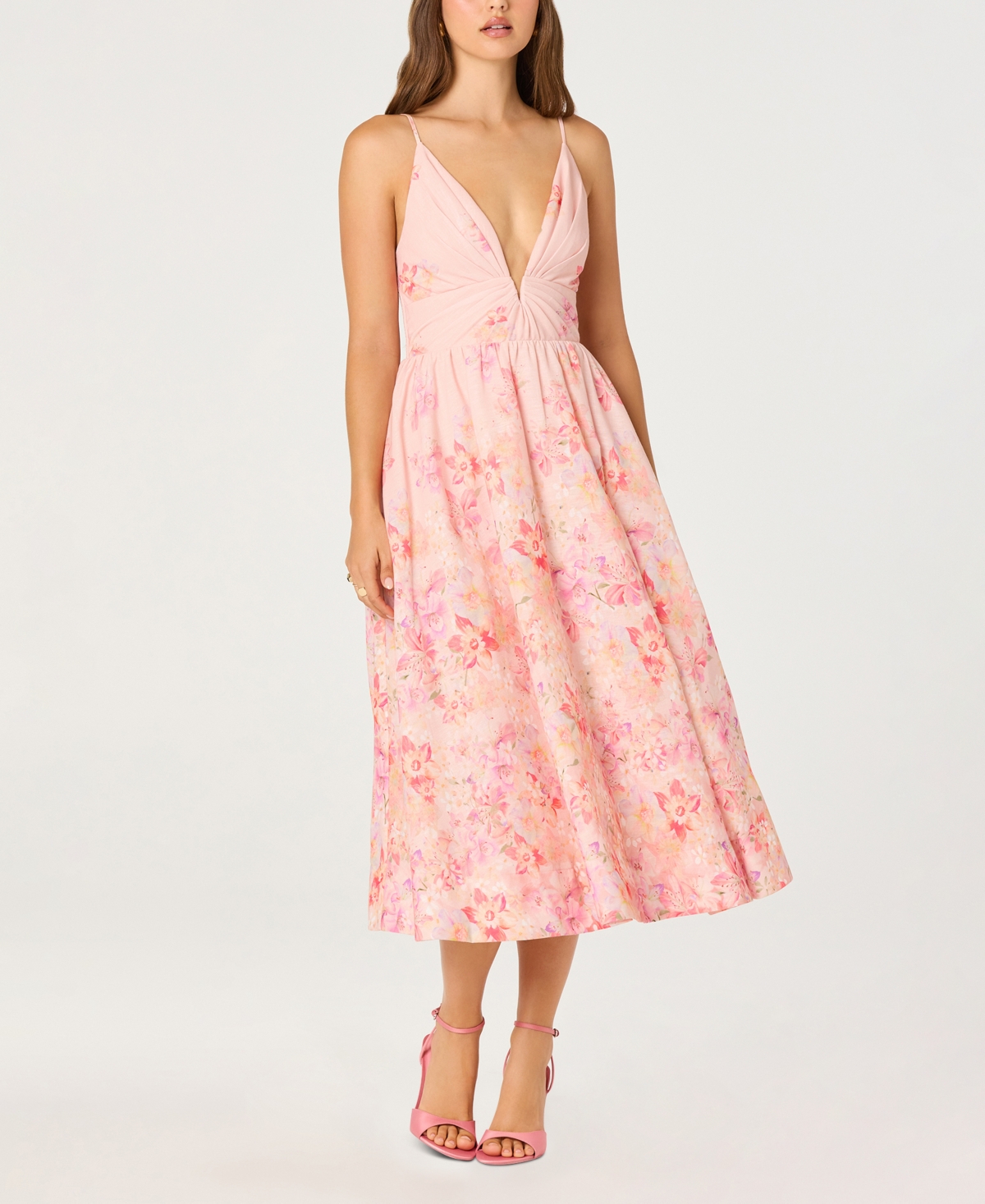 Astr the Label Women’s Janna V-Neck Sleeveless Dress – Carnation Pink Floral Astr the Label Women’s Janna V-Neck Sleeveless Dress – Carnation Pink Floral