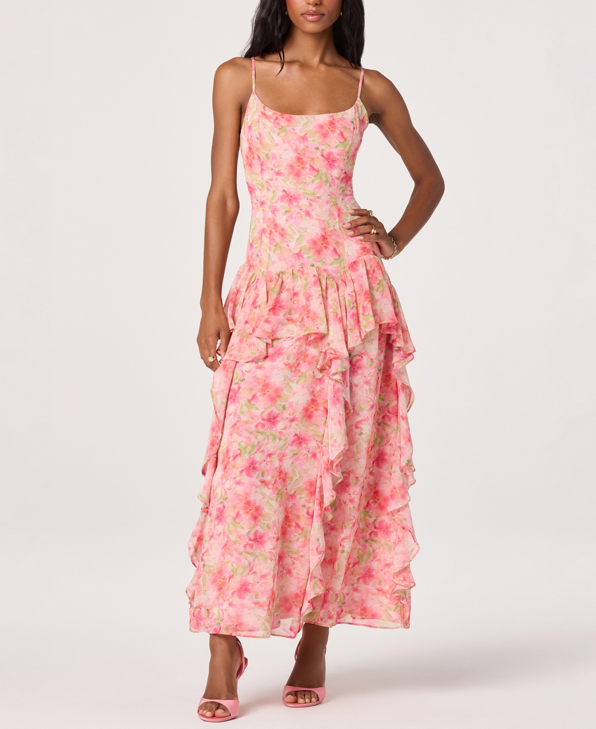 Astr the Label Women’s Livia Scoop Neck Sleeveless Maxi Dress – Bright Pink