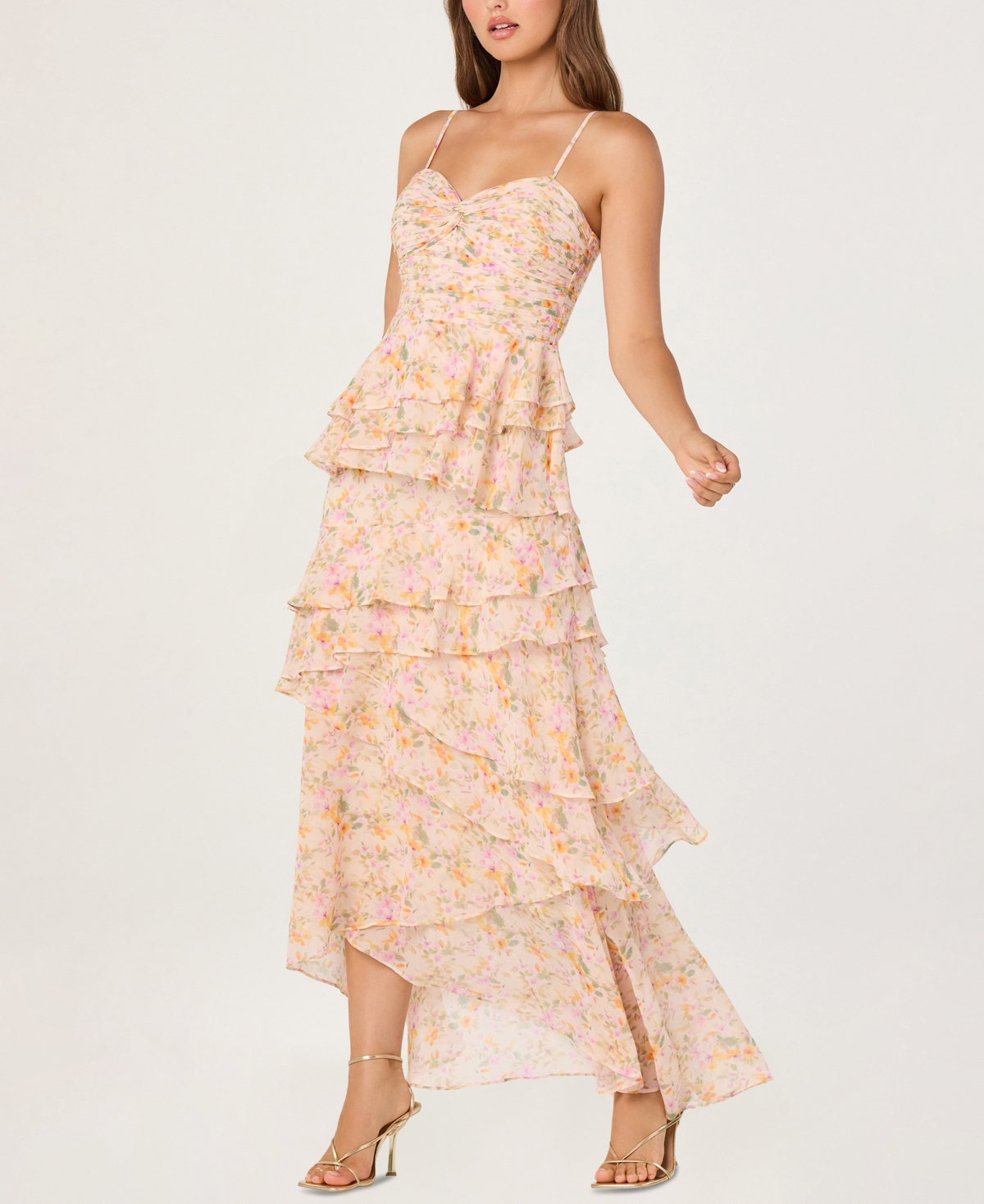 Astr the Label Women’s Sweetheart Neck Dress – Pink Orange Floral