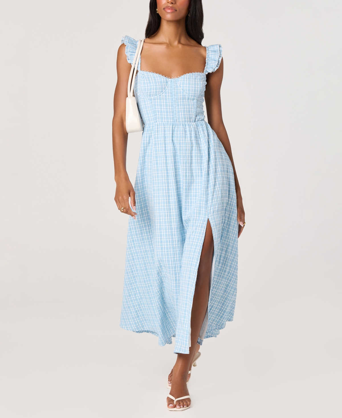 Astr the Label Women’s Wedelia Corset Midi Dress – Blue Plaid Astr the Label Women’s Wedelia Corset Midi Dress – Blue Plaid