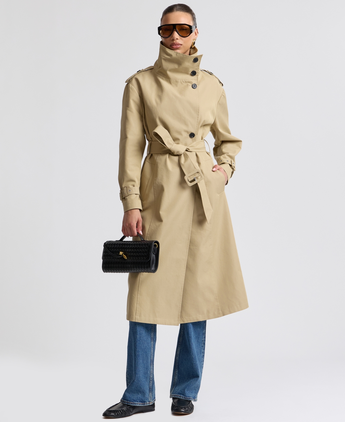 Avec Les Filles Women’s Funnel Neck Slouchy Trench – Beige Avec Les Filles Women’s Funnel Neck Slouchy Trench – Beige