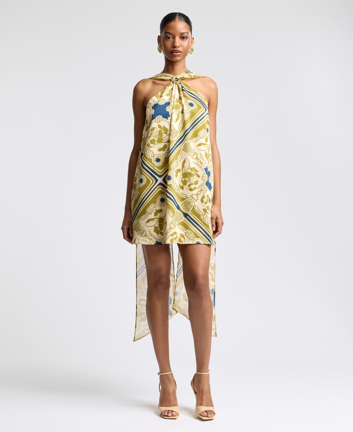 Avec Les Filles Women’s Halter Scarf Print Swing Mini Dress – Monaco Harbor Avec Les Filles Women’s Halter Scarf Print Swing Mini Dress – Monaco Harbor