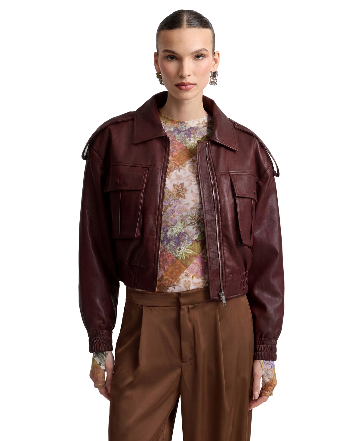 Avec Les Filles Women’s Oversized Strong Shoulder Jacket – Merlot Avec Les Filles Women’s Oversized Strong Shoulder Jacket – Merlot