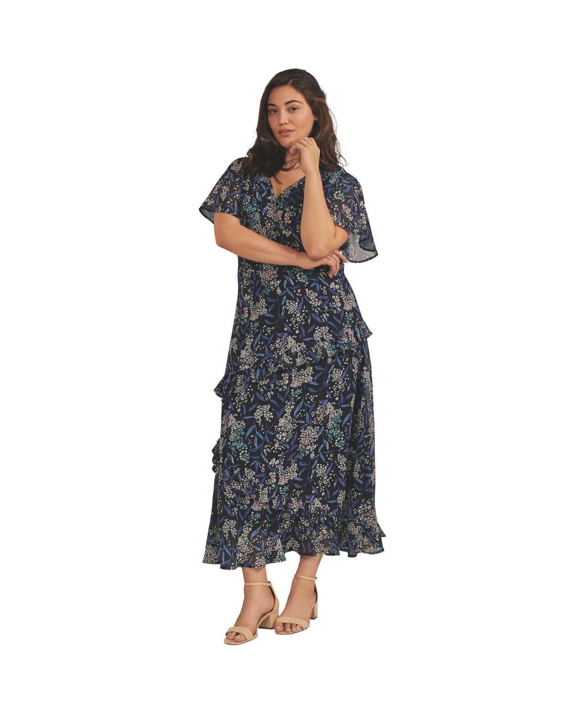 Avenue Women’s Maxi Ruffle Dress – Blue sweet garden Avenue Women’s Maxi Ruffle Dress – Blue sweet garden