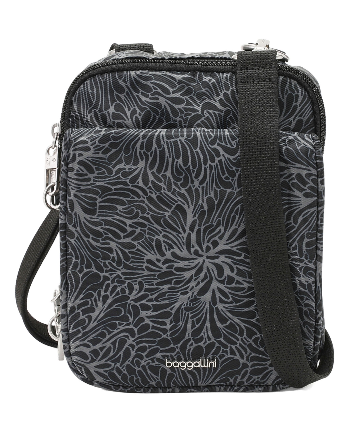 Baggallini Journey Anti-Theft Mini Crossbody Handbag – Midnight Blossom Print Baggallini Journey Anti-Theft Mini Crossbody Handbag – Midnight Blossom Print