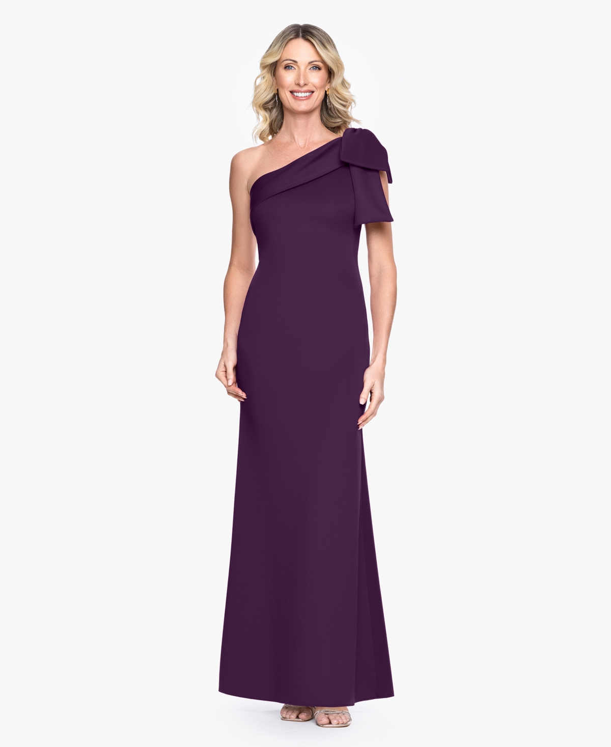 B&A By Betsy and Adam Women’s One-Shoulder Bow Scuba Long Dress – Plum B&A By Betsy and Adam Women’s One-Shoulder Bow Scuba Long Dress – Plum