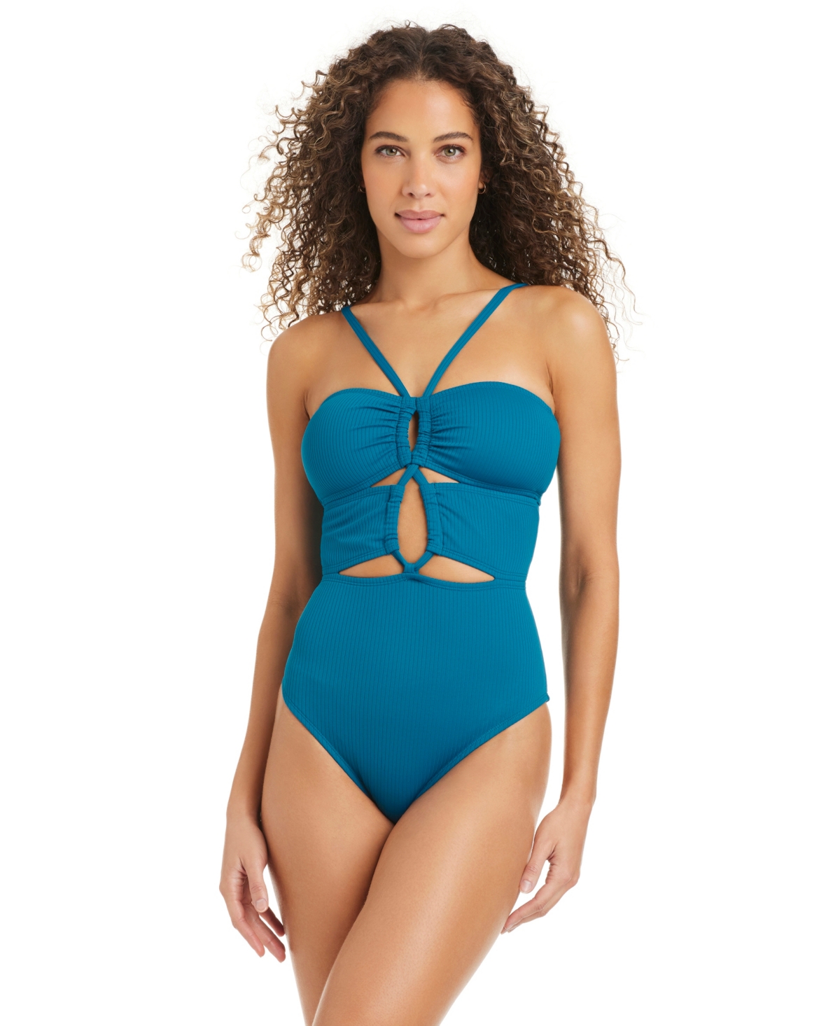 Bar Iii Women’s Banded Neck One-Piece Swimsuit, Macy’s Exclusive – Cove Crush