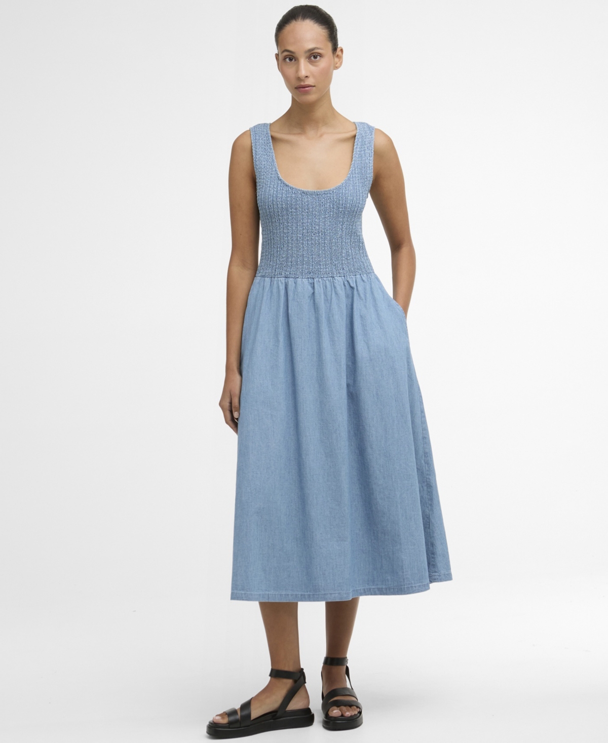 Barbour Women’s Josie Sleeveless Midi Dress – Chambray Barbour Women’s Josie Sleeveless Midi Dress – Chambray
