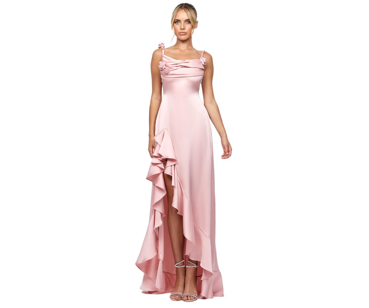 Bariano Women’s Nakiyah Cowl Hi Lo Dress – Blush Bariano Women’s Nakiyah Cowl Hi Lo Dress – Blush