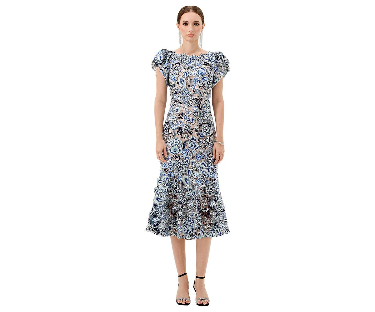 Bariano Women’s Peri Flutter Sleeve Midi – Blue Bariano Women’s Peri Flutter Sleeve Midi – Blue