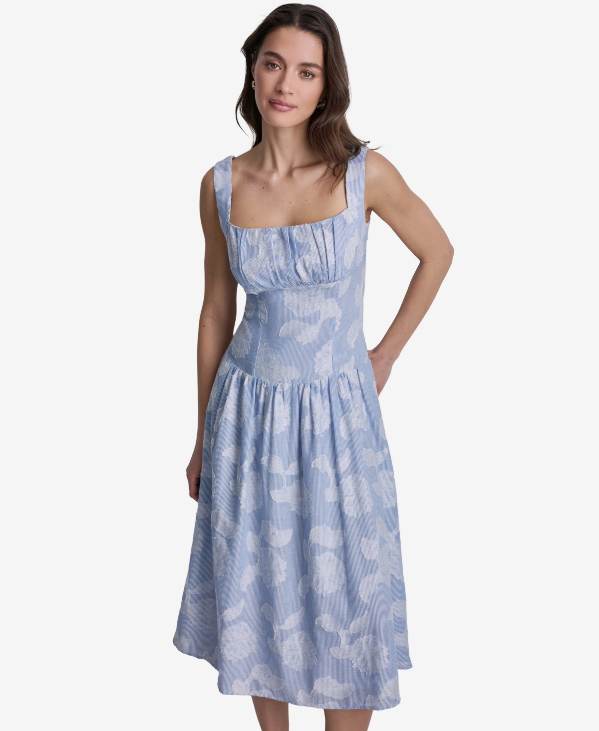 Bcbg Women’s Floral Print Square Neck Cotton Midi Dress – White Bcbg Women’s Floral Print Square Neck Cotton Midi Dress – White