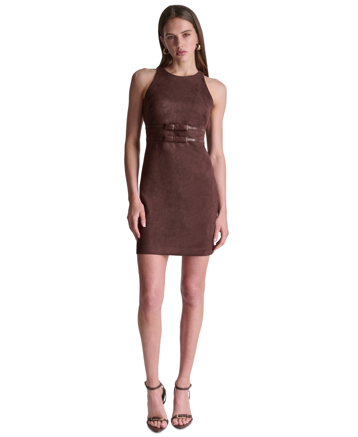 Bcbg Women’s Halter Suede Dress – Coffee