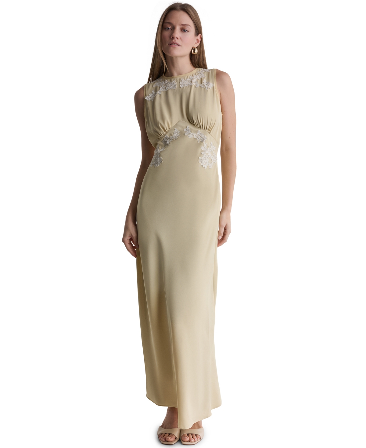 Bcbg Women’s Lace-Trim Empire-Waist Crewneck Sleeveless Maxi Dress – Honeylit Bcbg Women’s Lace-Trim Empire-Waist Crewneck Sleeveless Maxi Dress – Honeylit