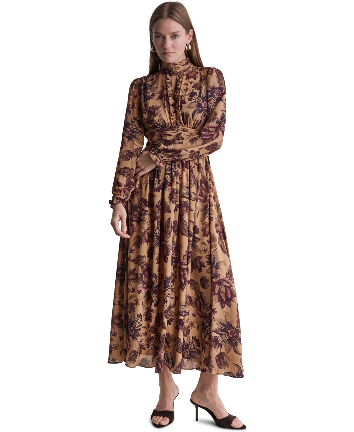 Bcbg Women’s Long Sleeve Floral-Print High-Neck Maxi Dress – Shadw Merlot Multi Bcbg Women’s Long Sleeve Floral-Print High-Neck Maxi Dress – Shadw Merlot Multi