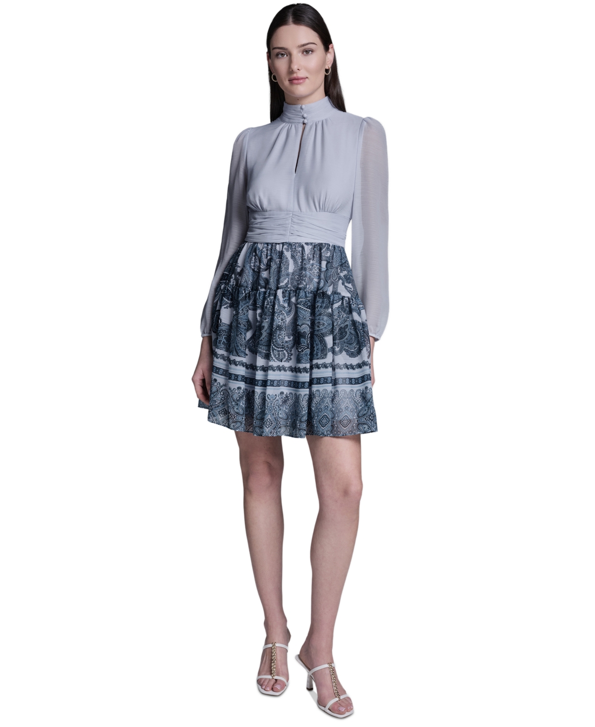 Bcbg Women’s Long-Sleeve Mock Neck Dress – Coastal Muse Multi Bcbg Women’s Long-Sleeve Mock Neck Dress – Coastal Muse Multi