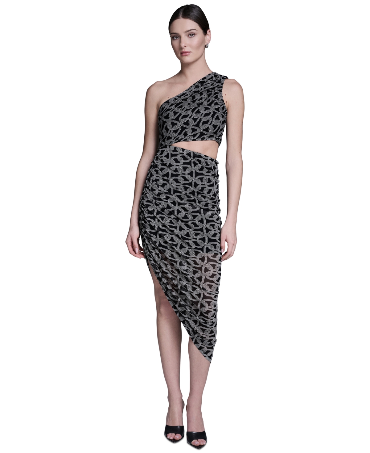 Bcbg Women’s One-Shoulder Midi Dress – Black/Ecru Bcbg Women’s One-Shoulder Midi Dress – Black/Ecru