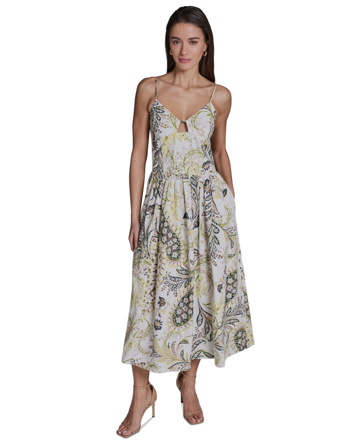 Bcbg Women’s Paisley Spaghetti Strap Midi Dress – Ecru Citron Zest Multi Bcbg Women’s Paisley Spaghetti Strap Midi Dress – Ecru Citron Zest Multi