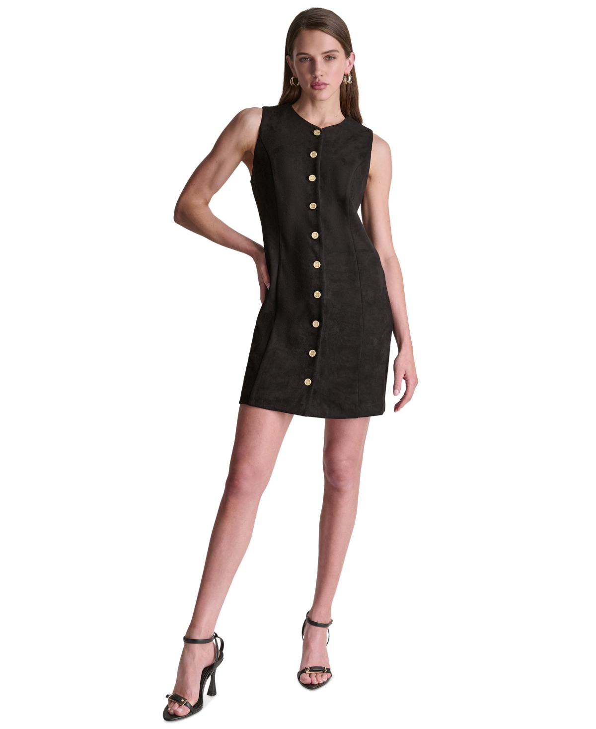 Bcbg Women’s Suede A-Line Dress – Black