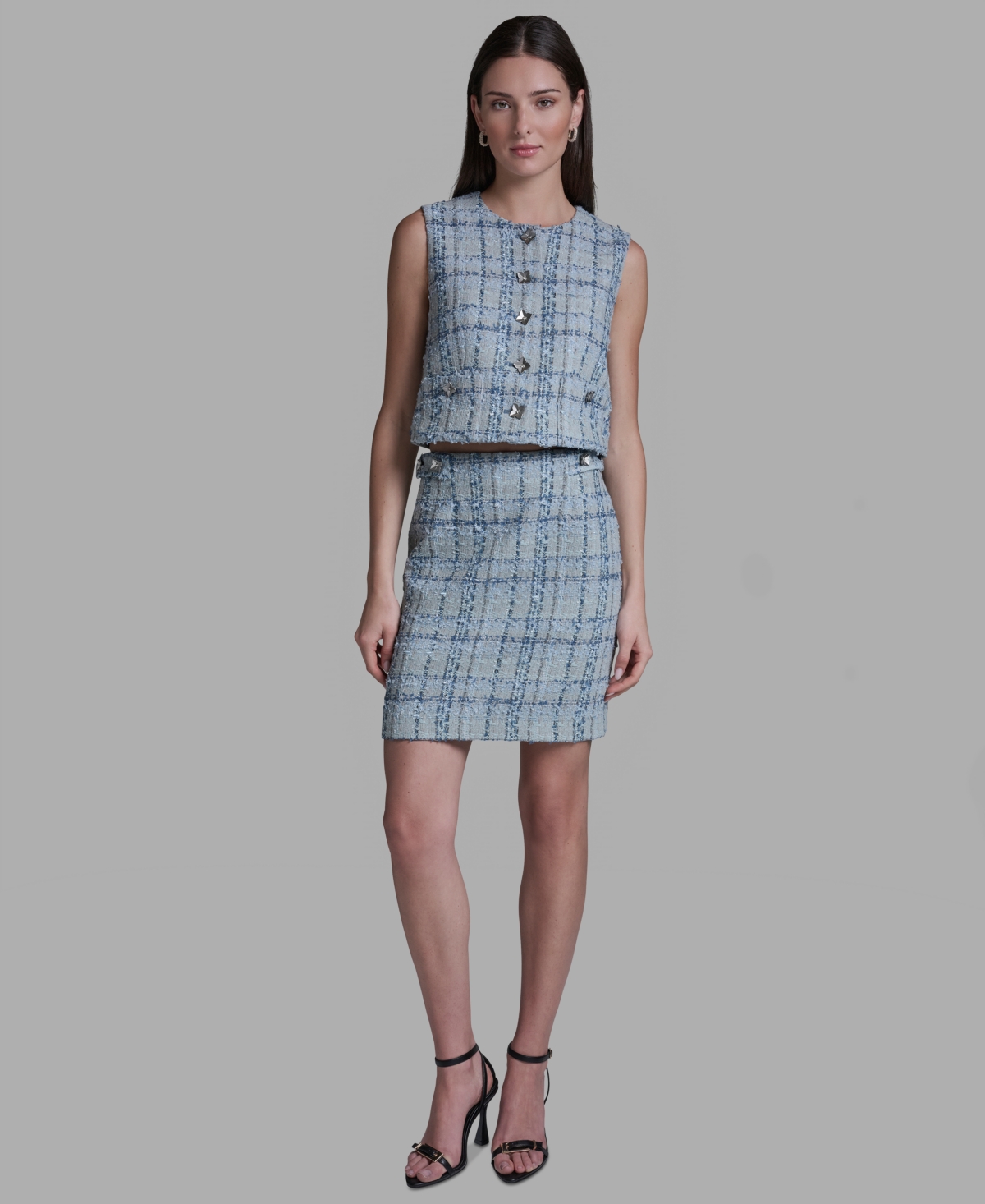 Bcbg Women’s Tweed Zipper Mini Skirt – Light French Sky Bcbg Women’s Tweed Zipper Mini Skirt – Light French Sky