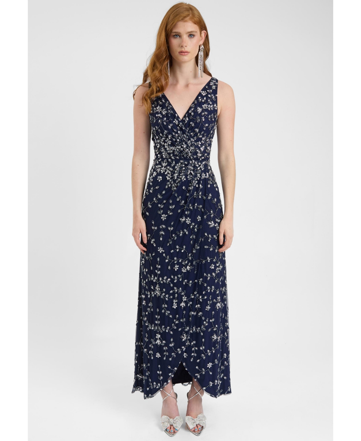Beauut Women’s Embellished Sequin Beaded Maxi Dress With Wrap Bottom – Mid night blue Beauut Women’s Embellished Sequin Beaded Maxi Dress With Wrap Bottom – Mid night blue