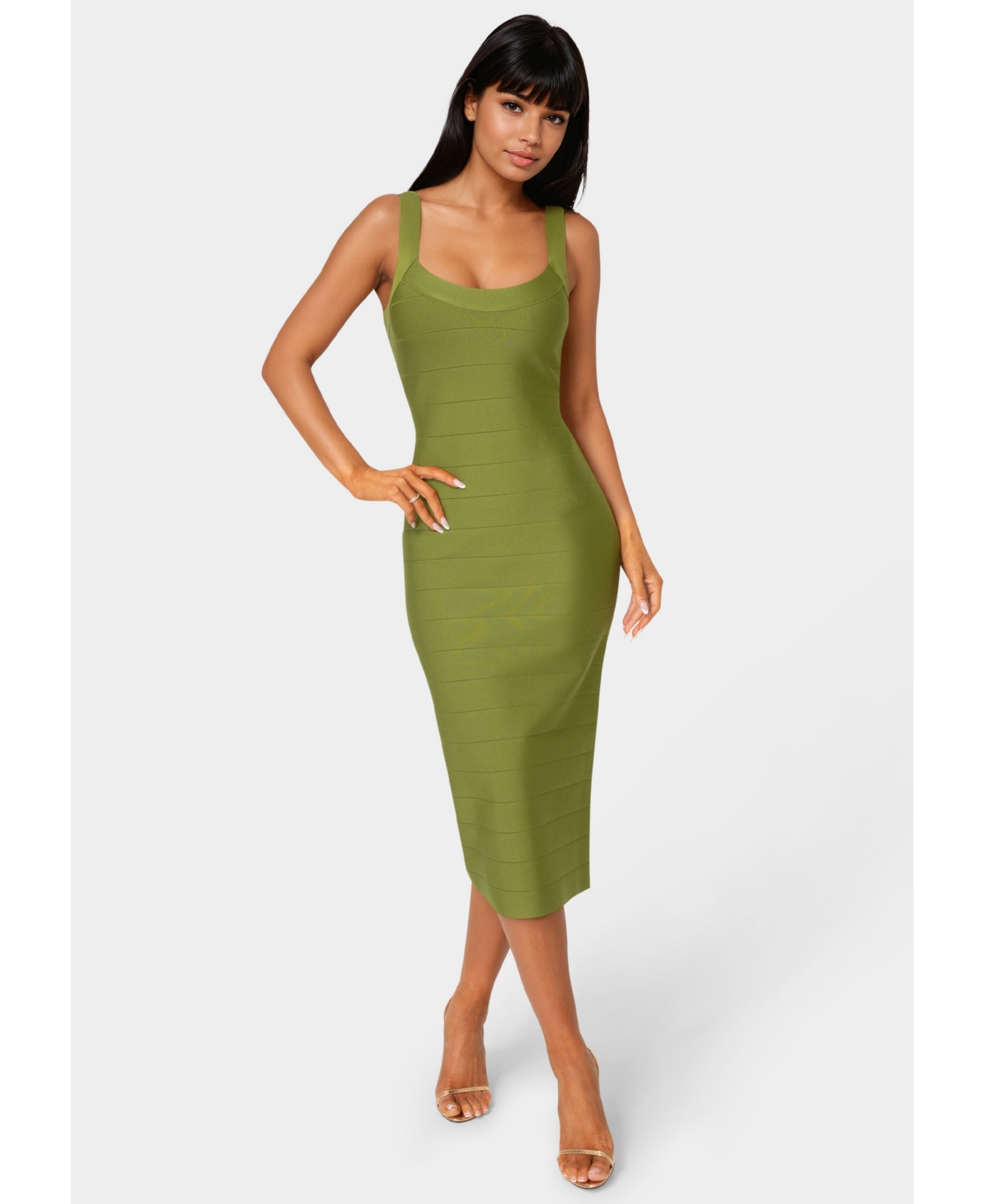 Bebe Womens Bandage Midi Tank Dress – Olive