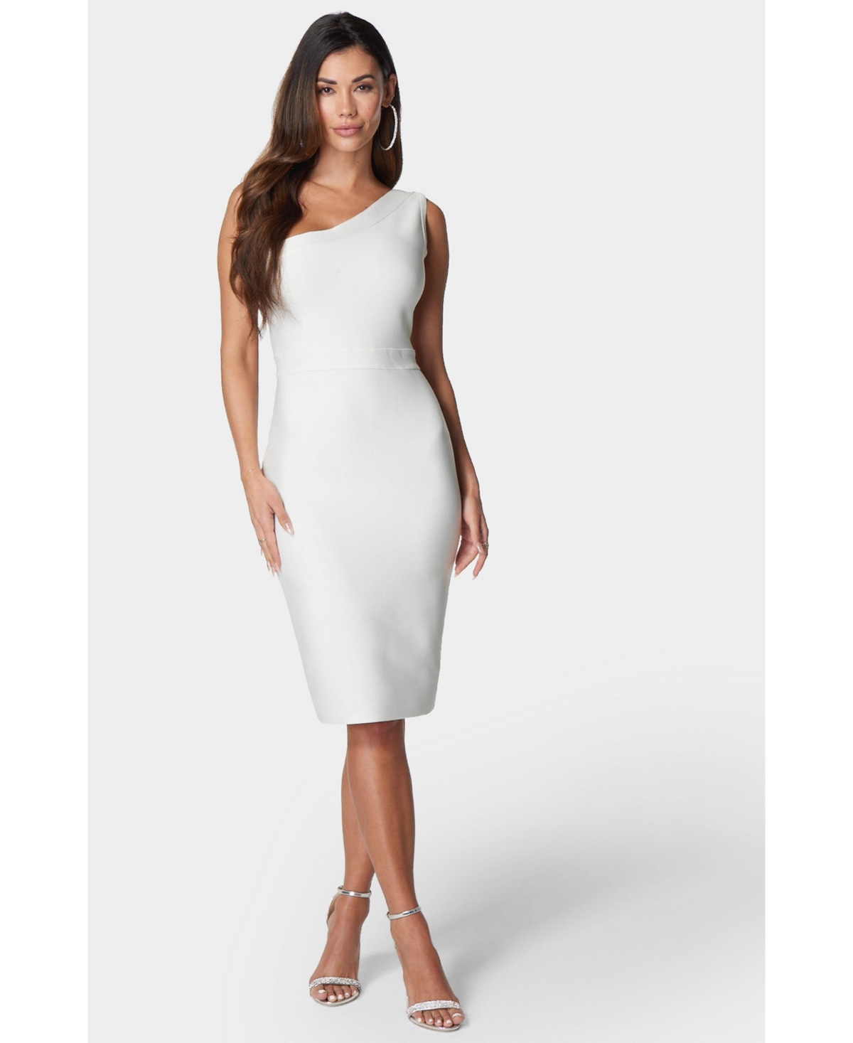 Bebe Women’s Bandage One Shoulder Dress – Ivory Bebe Women’s Bandage One Shoulder Dress – Ivory