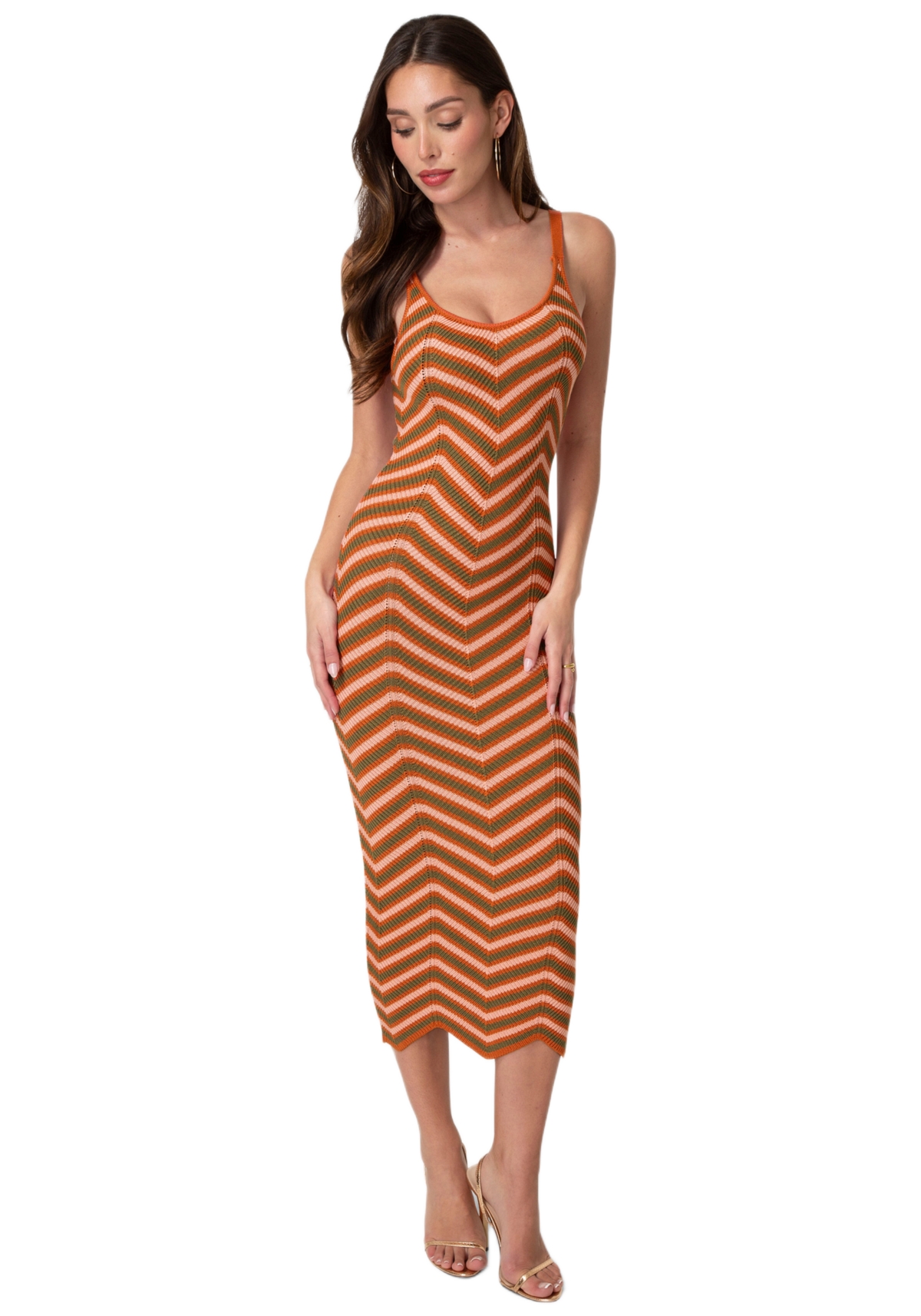 Bebe Women’s Chevron Crochet Midi Dress – Pink multi