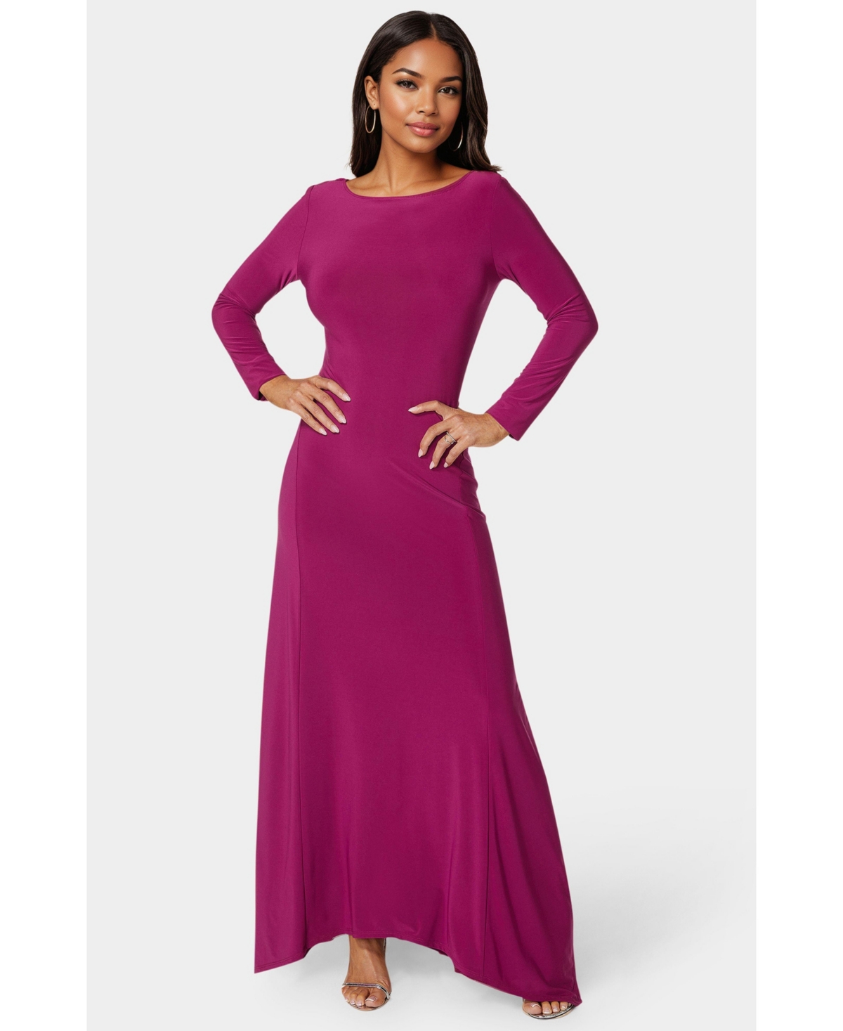Bebe Women’s Jersey Cowl Back Maxi Dress – Fuchsia Bebe Women’s Jersey Cowl Back Maxi Dress – Fuchsia