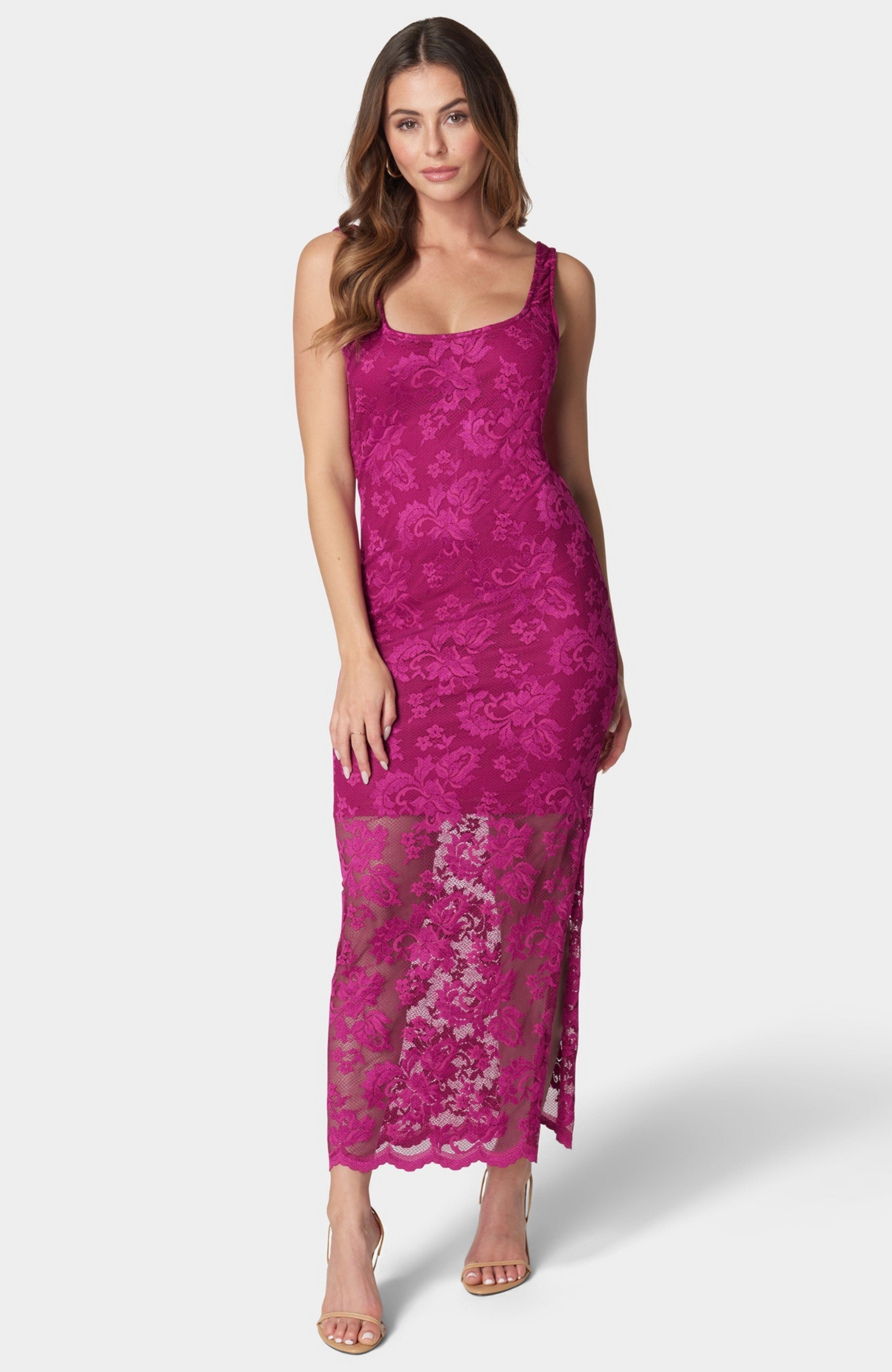 Bebe Women’s Marseille Lace Square Neck Tank Dress – Fuchsia Bebe Women’s Marseille Lace Square Neck Tank Dress – Fuchsia