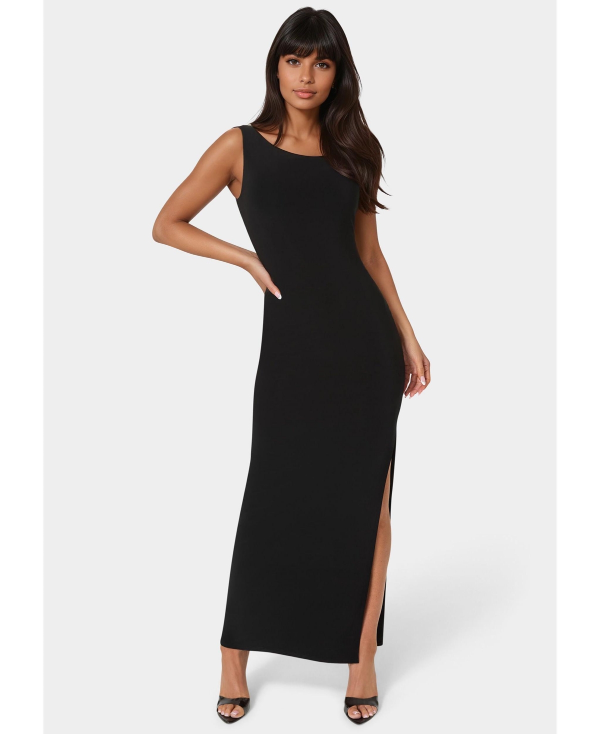 Bebe Women’s One Shoulder High Slit Maxi Dress – Black Bebe Women’s One Shoulder High Slit Maxi Dress – Black